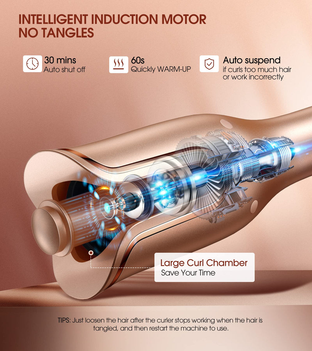 Follexmoe automatic curling iron large slot enables faster styling.