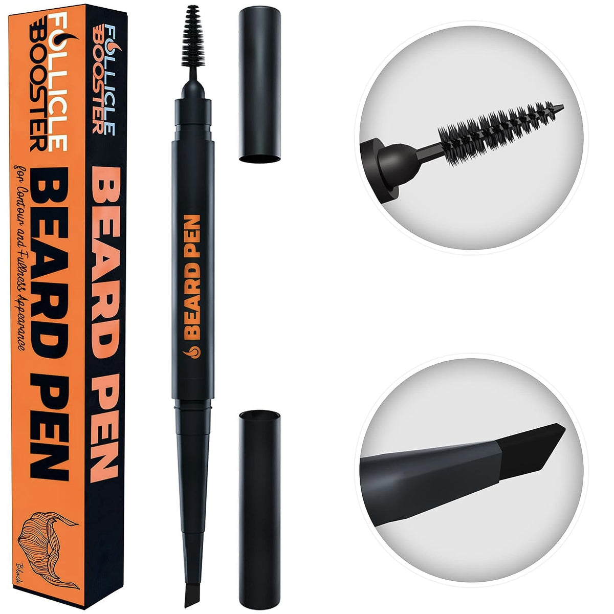 FOLLICLE BOOSTER beard pen filler close-up delivering natural coverage for patchy areas