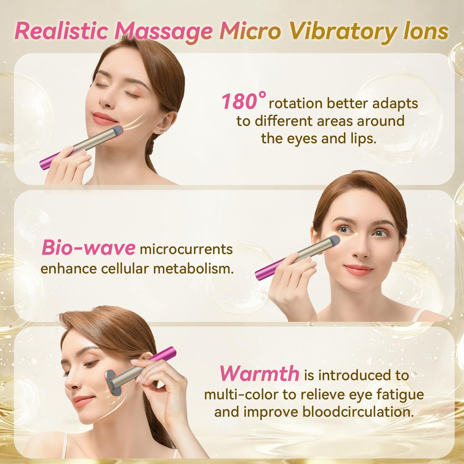 FOLOKE 7-in-1 red-light therapy stick rotating head enables comprehensive facial treatment.