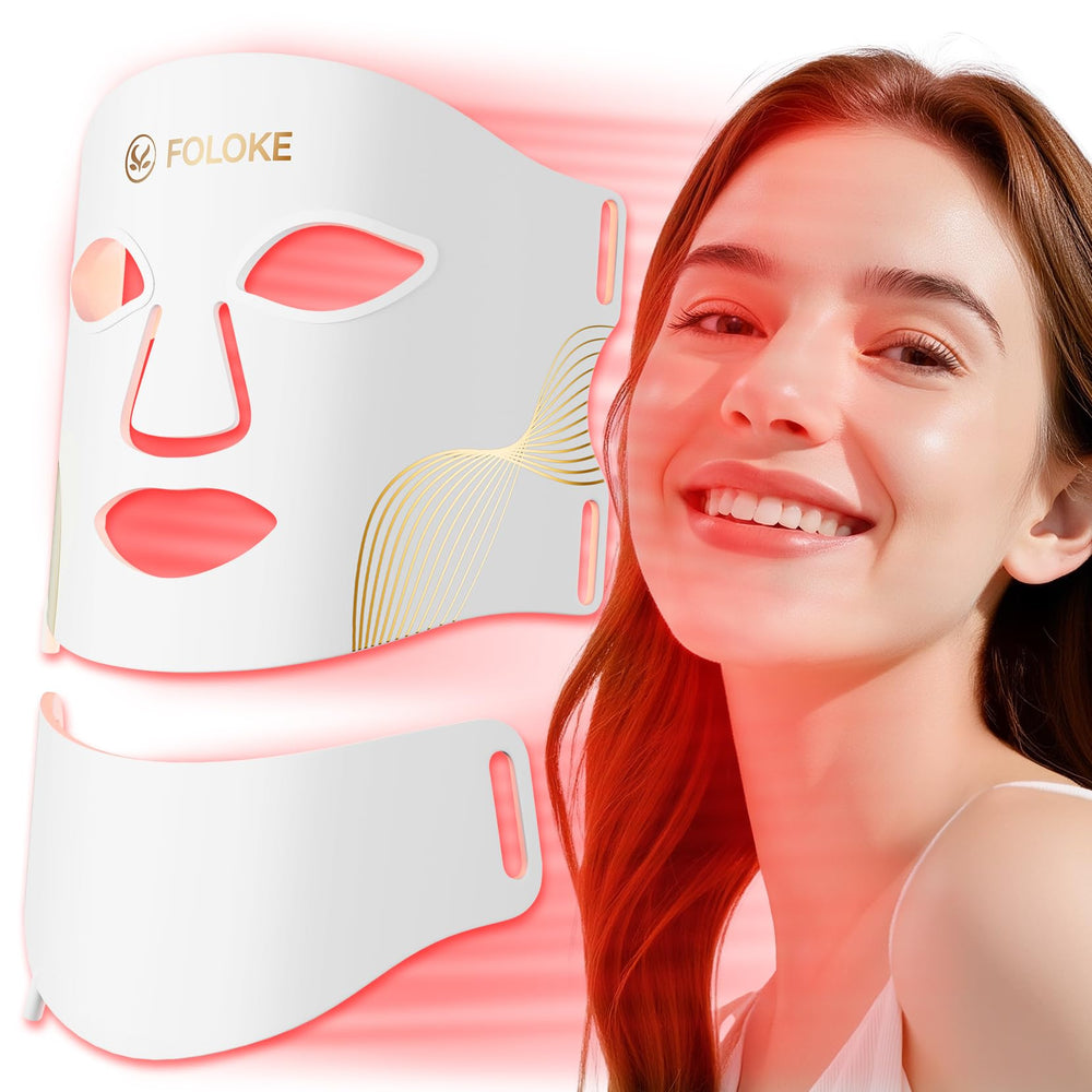 FOLOKE LED light therapy mask front view for at-home skincare routine.