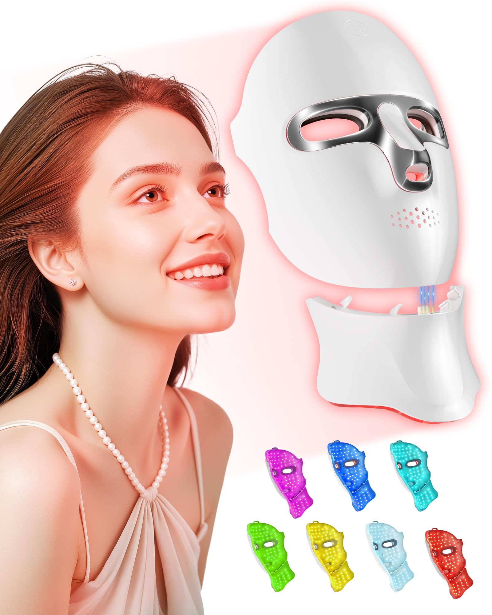 FOLOKE red light therapy mask on the face for a glowing complexion and collagen support