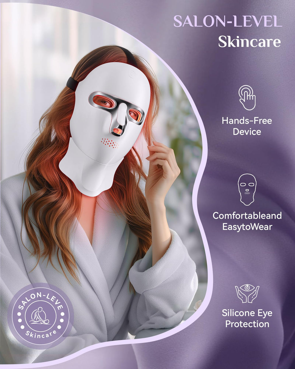 FOLOKE red light therapy mask on the neck to improve texture and elasticity
