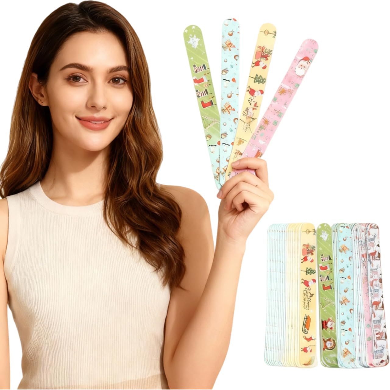 FOMIYES Christmas Nail Files double-sided for versatile at-home manicures.