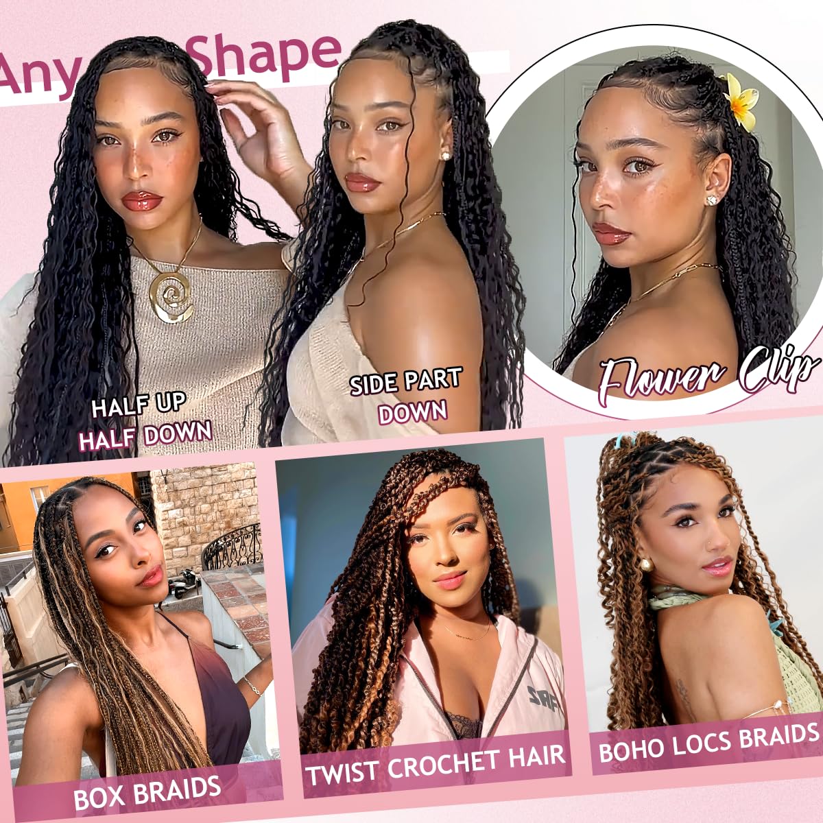 FONFUNY knotless-braids-styles show versatility for goddess box or micro braids.