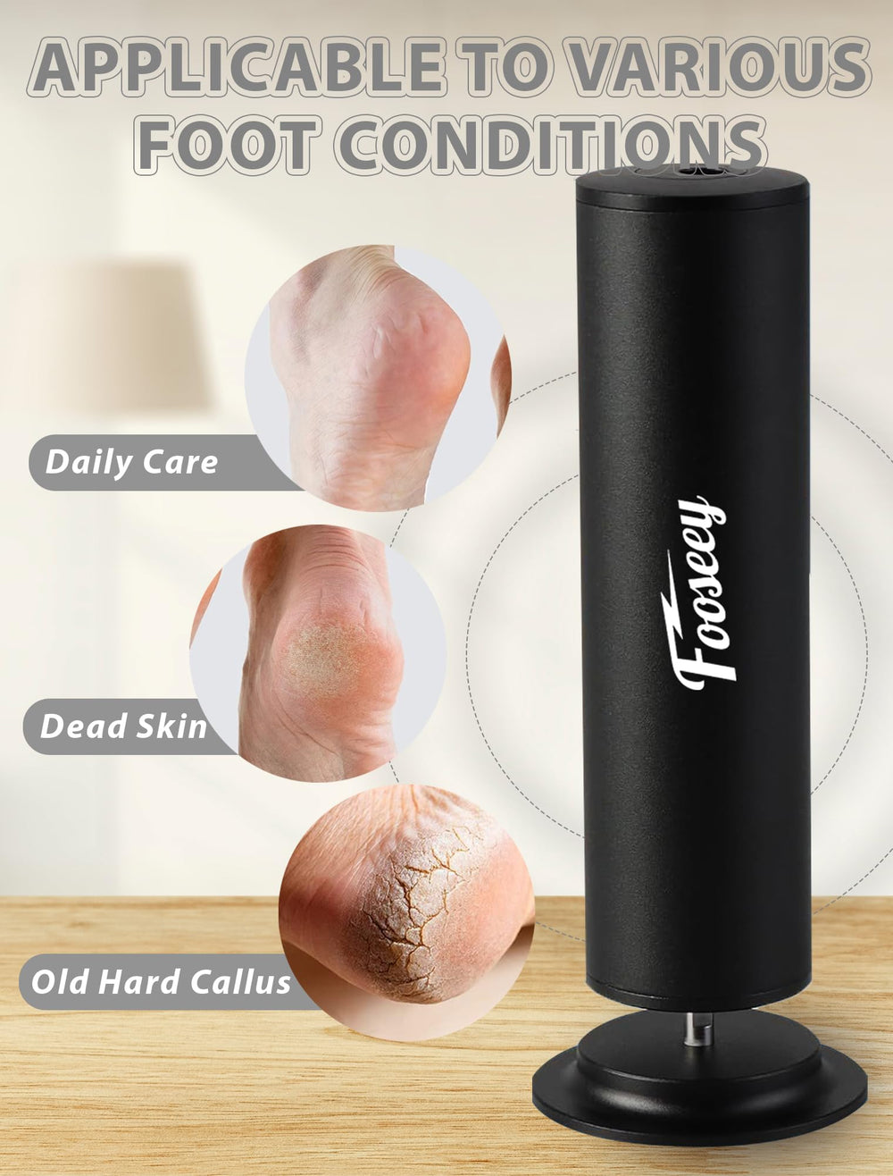 Fooseey Dermave foot file with speed dial offers customizable smoothing.