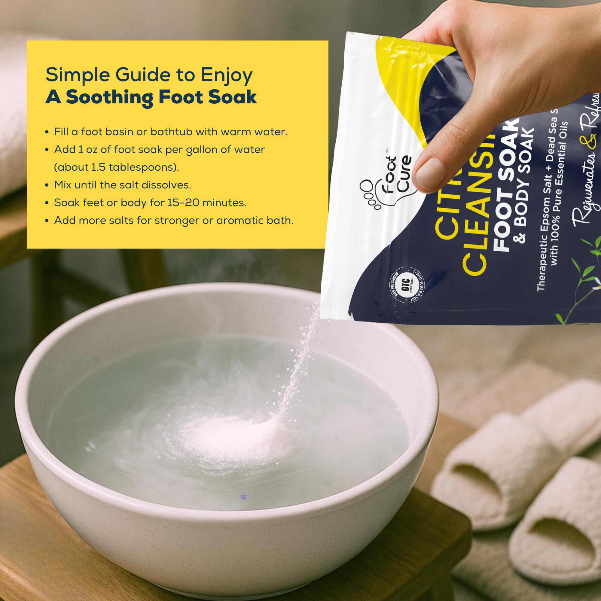 Foot Cure Citrus Detox active ingredients close-up emphasize coconut oil and essential oils for skin-softening and refreshing feet.