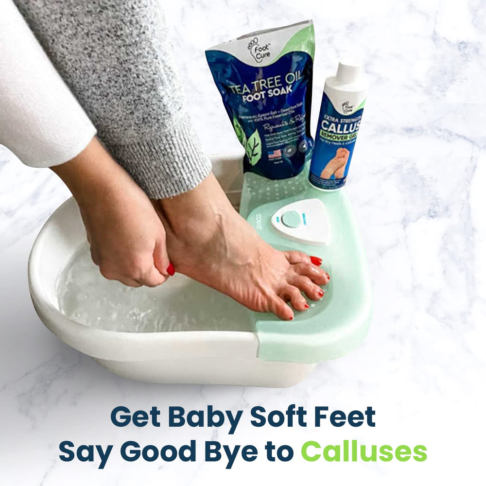 Foot Cure Cracked heels before-after montage illustrates potential improvement.
