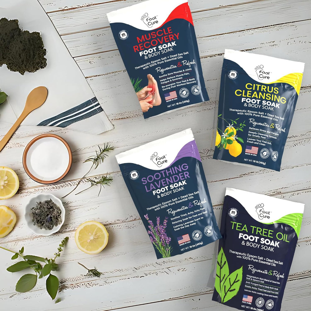 Foot Cure feet soaking to ease tired feet and refresh routine.