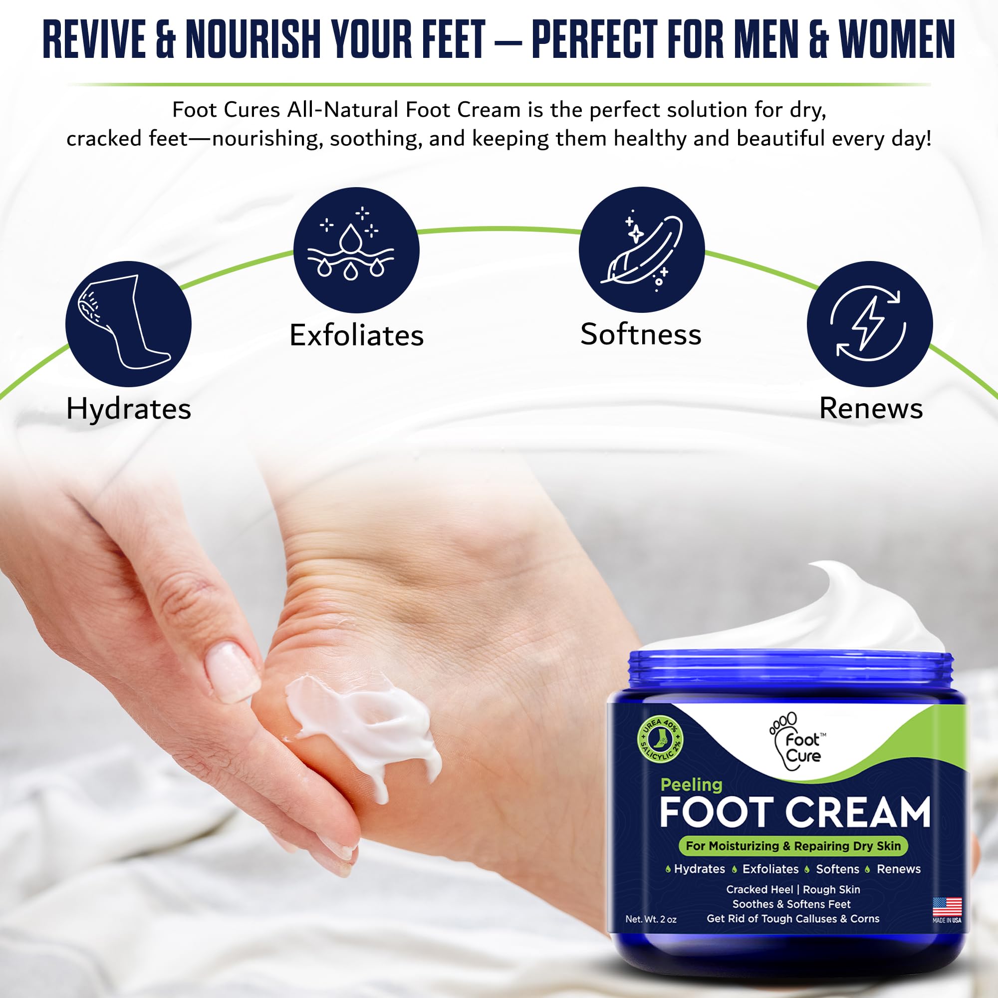 Foot Cure Tea Tree Oil Foot Cream natural ingredients emphasis for nourished feet.