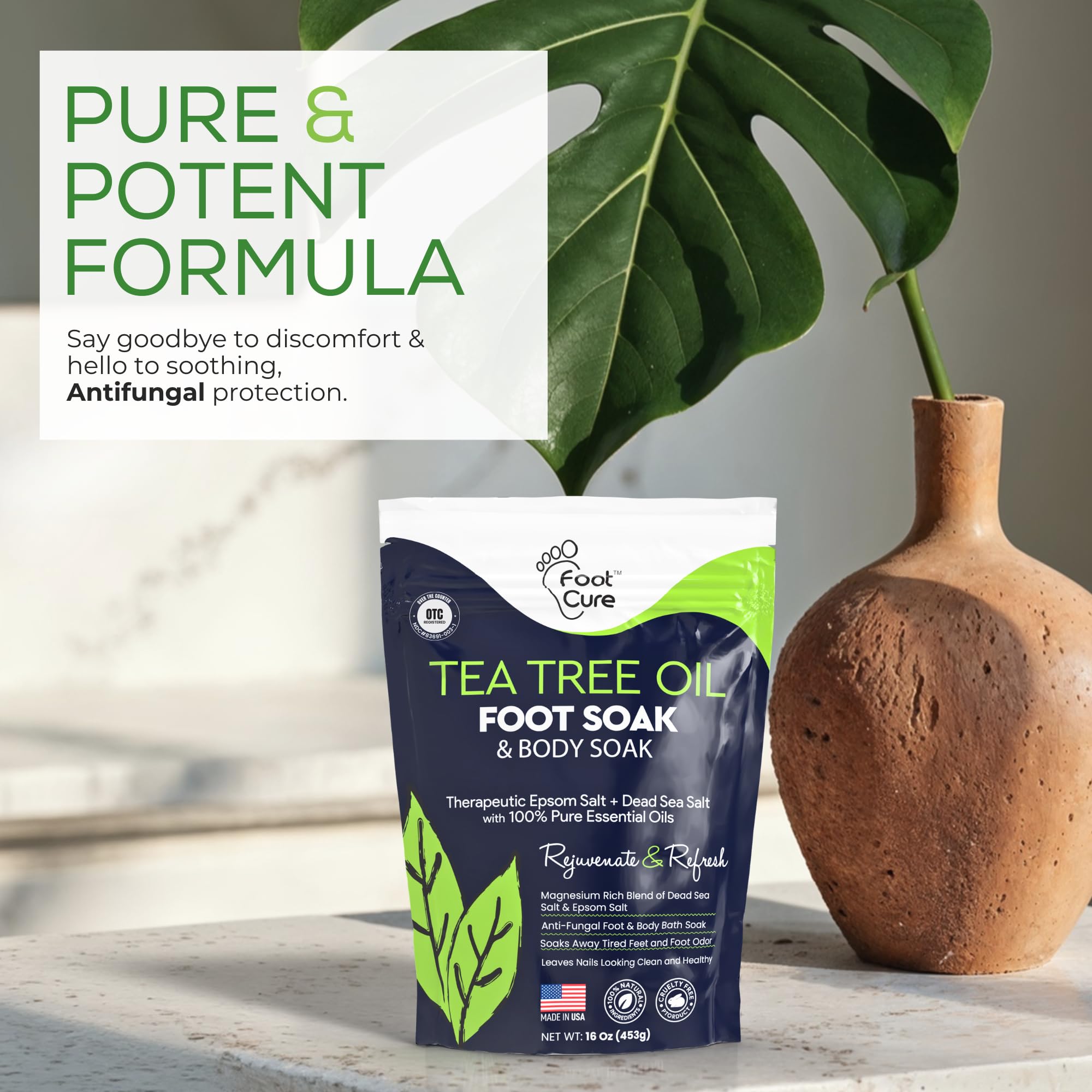 Foot Cure Tea Tree Oil Foot Soak home spa setup for foot care