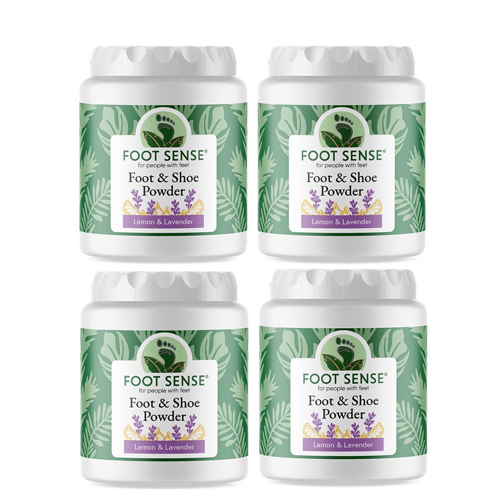 Foot Sense front packaging showing compact four-pack and fresh design, promotes convenience