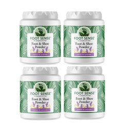 Foot Sense front packaging showing compact four-pack and fresh design, promotes convenience
