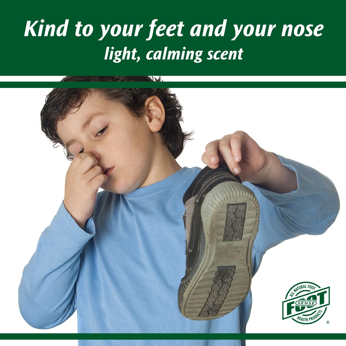 Foot Sense powder sprinkled in sneakers, neutralizes smell for post-workout comfort
