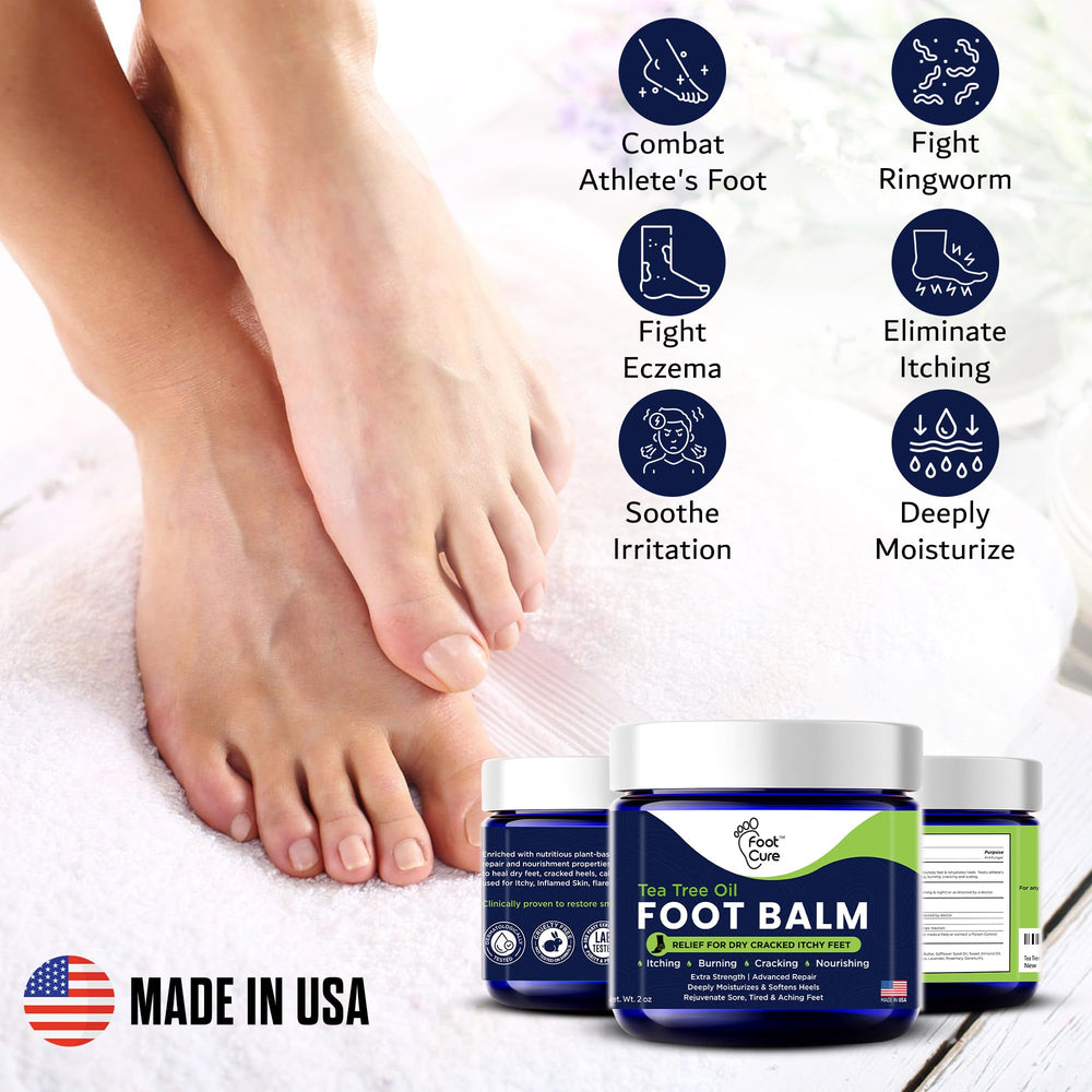 FOOT CURE Tea Tree Oil Balm providing essential hydration.