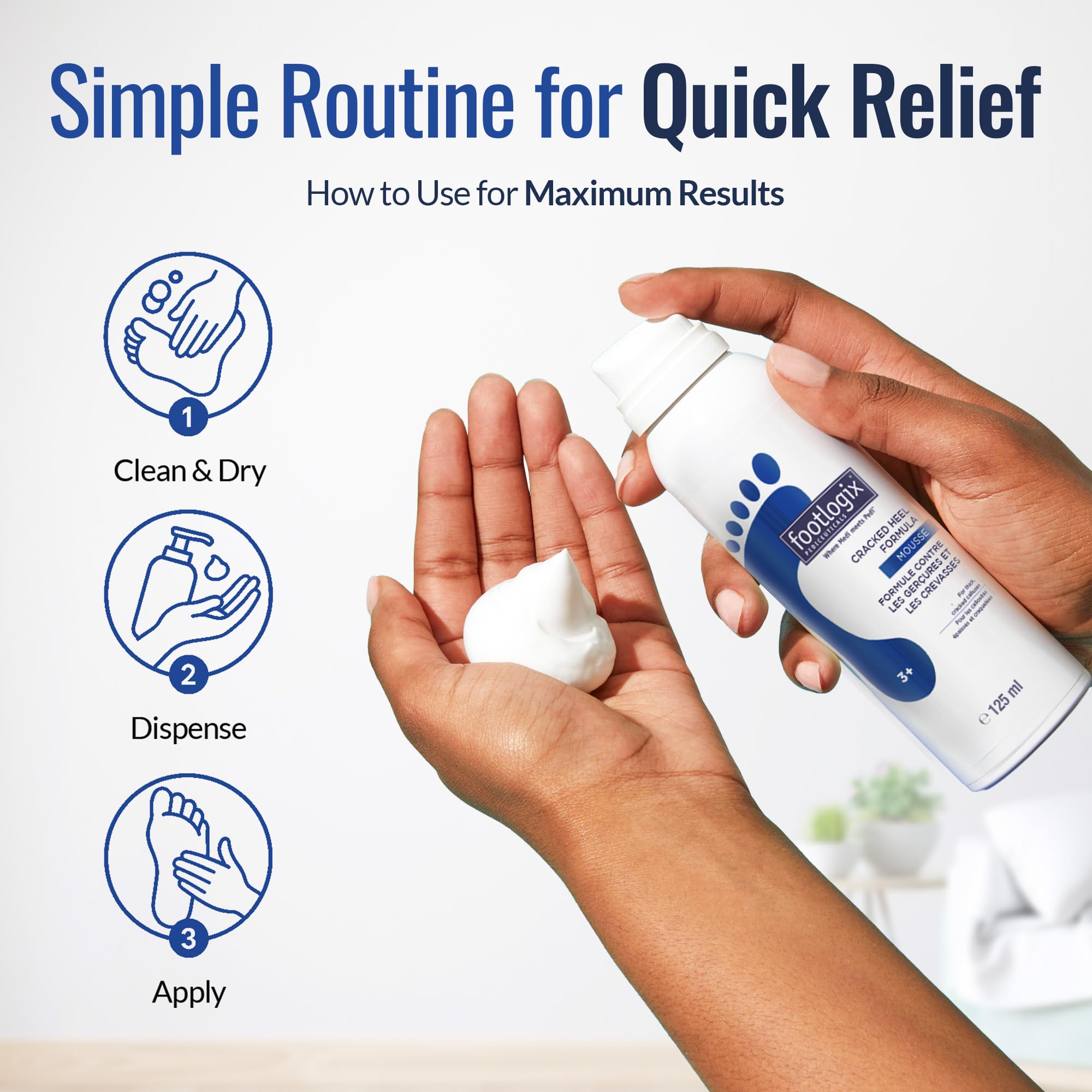 FOOTLOGIX Cracked Heel Formula cream swirl demonstrates luxurious hydration for dry heels.