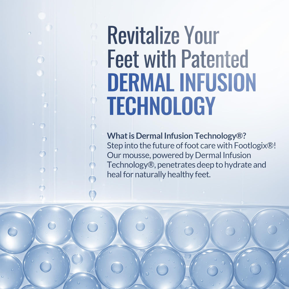 FOOTLOGIX Cracked Heel Formula heel close-up reveals moisture penetration and smoother skin.