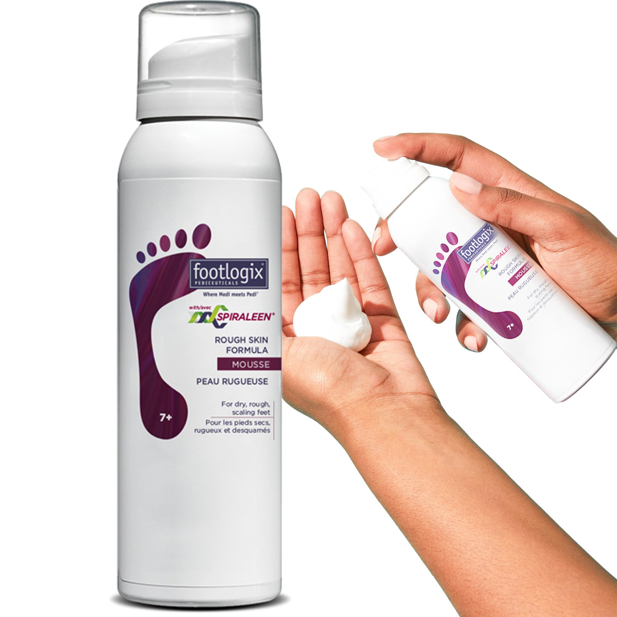 Footlogix Rough Skin Formula bottle showing moisture-focused care for dry feet