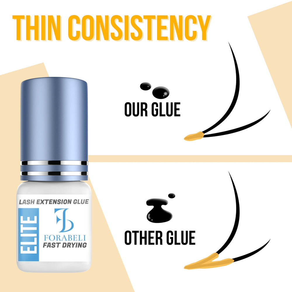 Forabeli Elite lash glue bottle closeup showcases premium salon-grade quality.