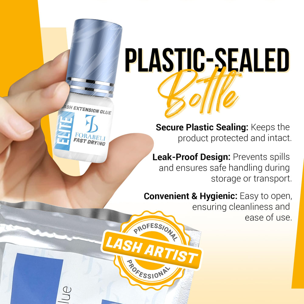Forabeli Elite lash glue provides a strong bond between natural lashes and extensions.