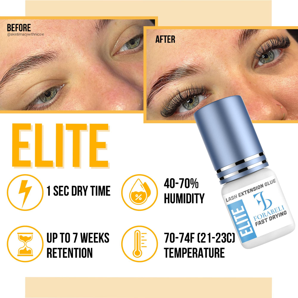 Forabeli Elite lash glue has thin viscosity for precise, controlled application.