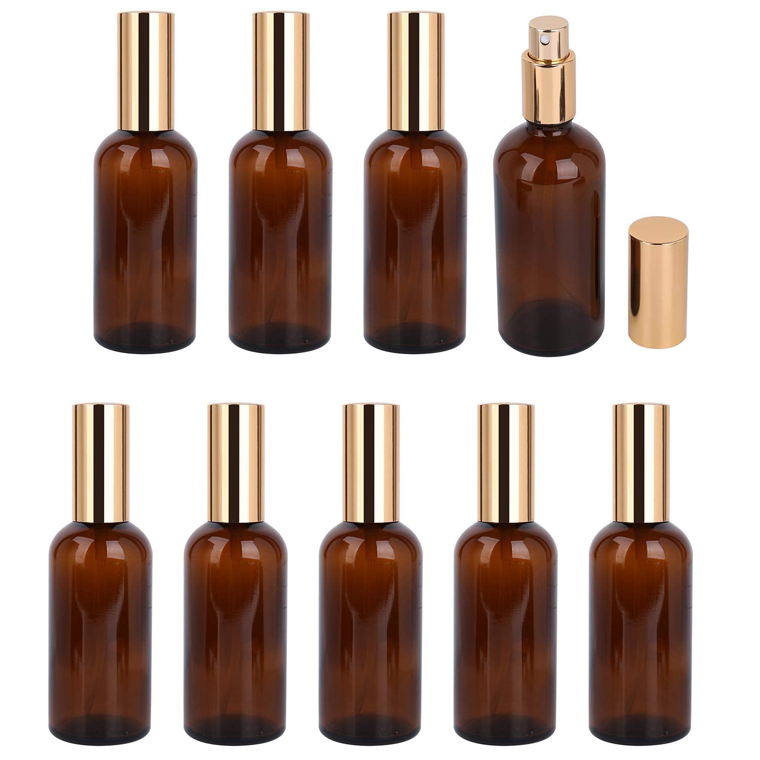 Foraineam amber glass spray bottle 9-pack front view with UV protection preserves essential oils.