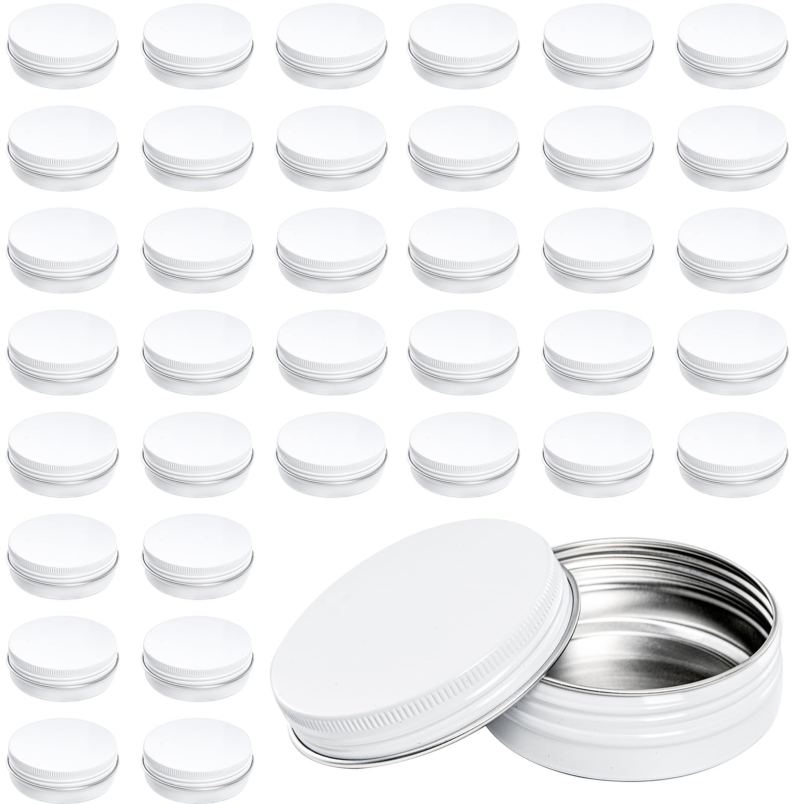 Foraineam white aluminum tins keep spices, herbs, or pills neatly organized.