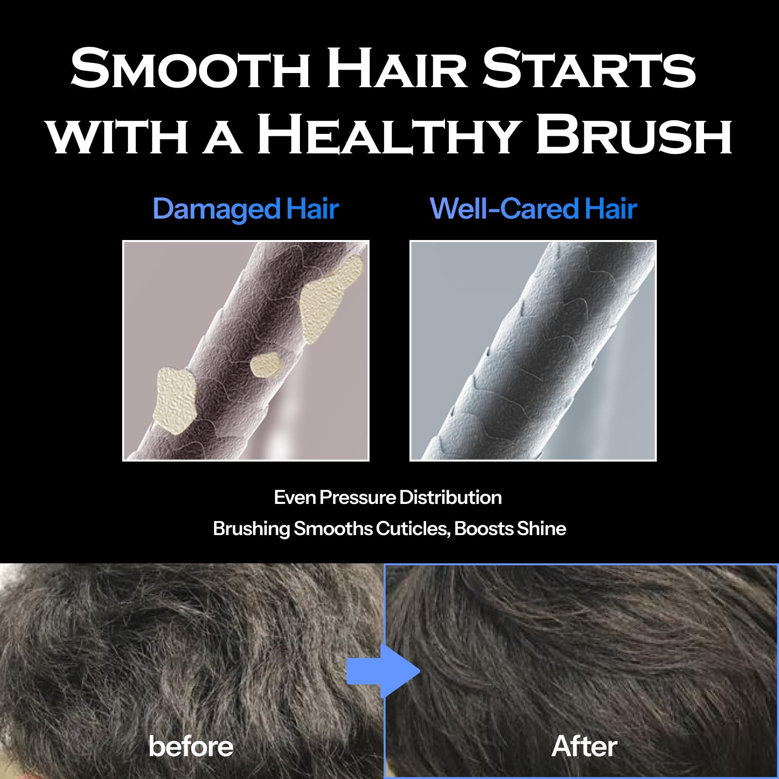 FORBEAUT Shadow Men's Styling Hair Brush lightweight design is comfortable for extended use