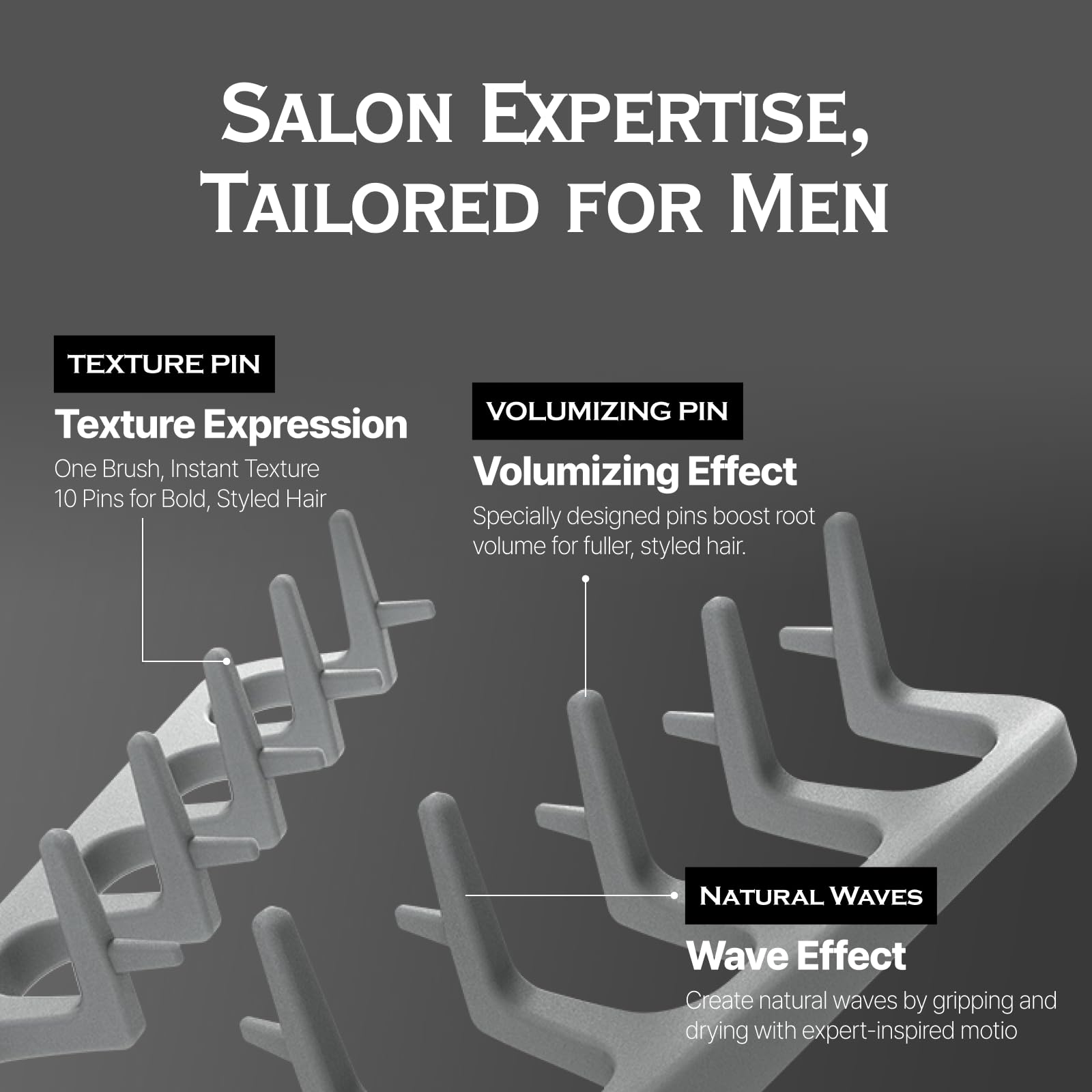 FORBEAUT Shadow Men's Styling Hair Brush natural waves technique creates salon-like texture