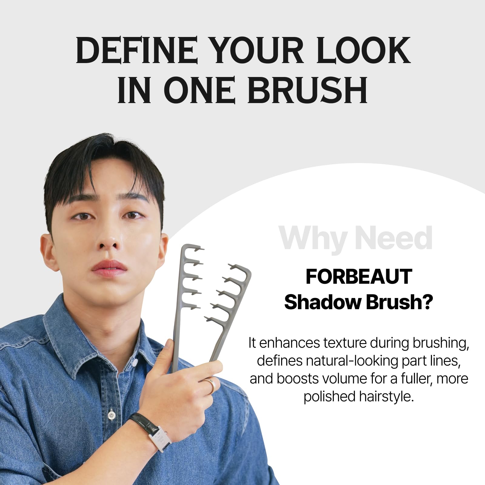 FORBEAUT Shadow Men's Styling Hair Brush smart airflow channels speed drying with less heat