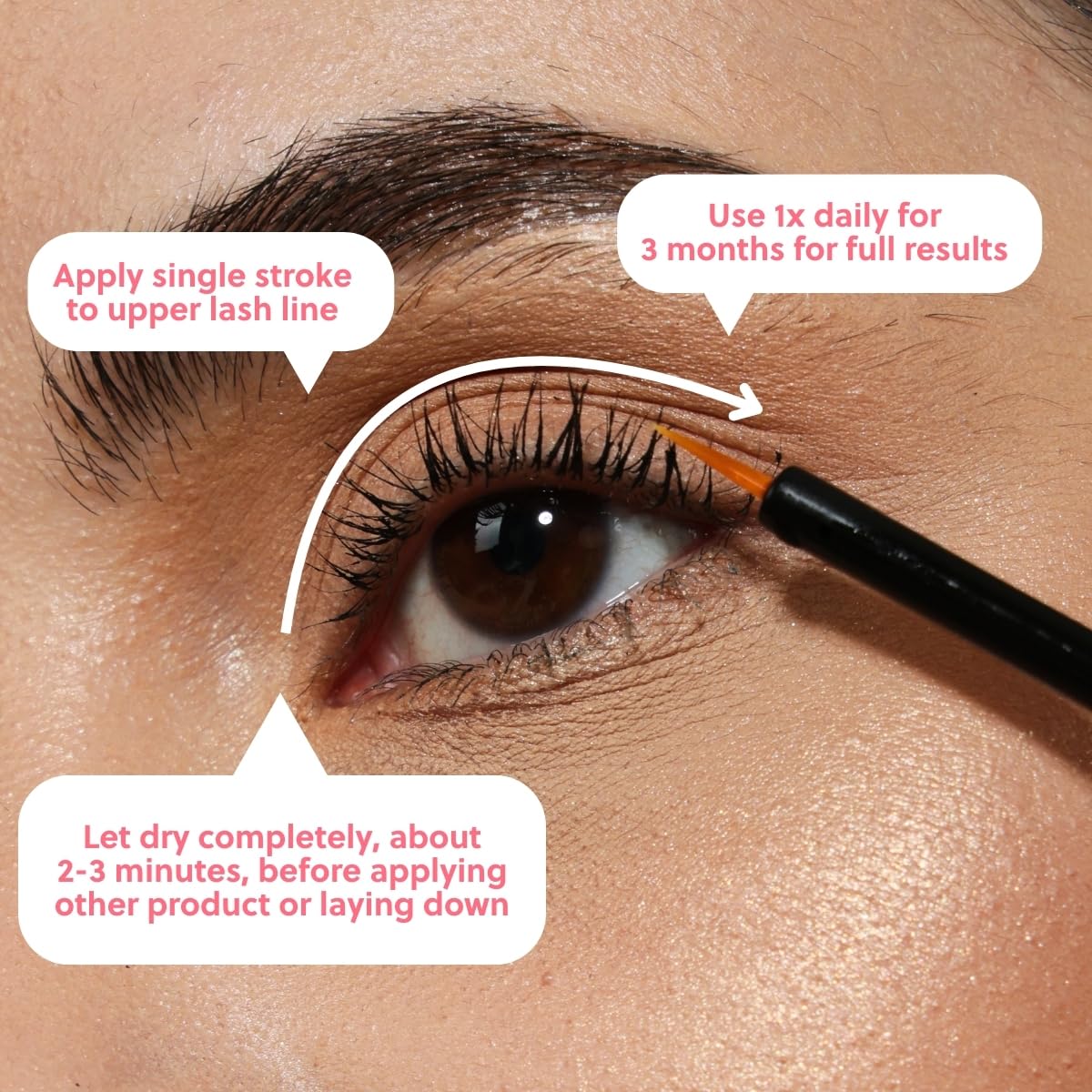 ForLash application motion demonstrates easy two-times daily lash care.