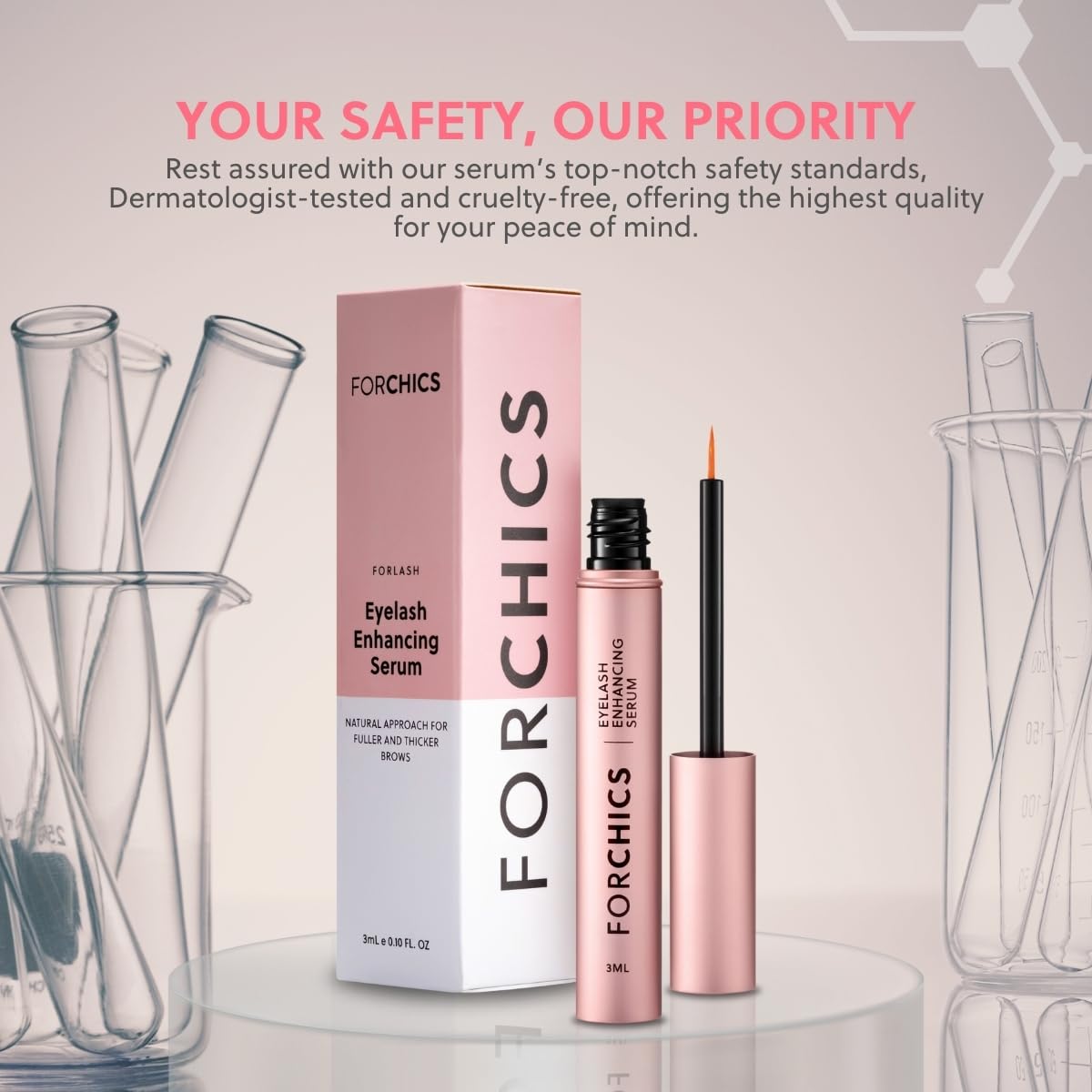 ForLash ingredients panel shows magnolia bark and ginseng botanicals.