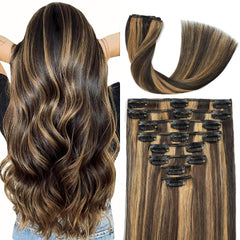 Forede clip-in extensions 20-inch balayage dark brown add natural length