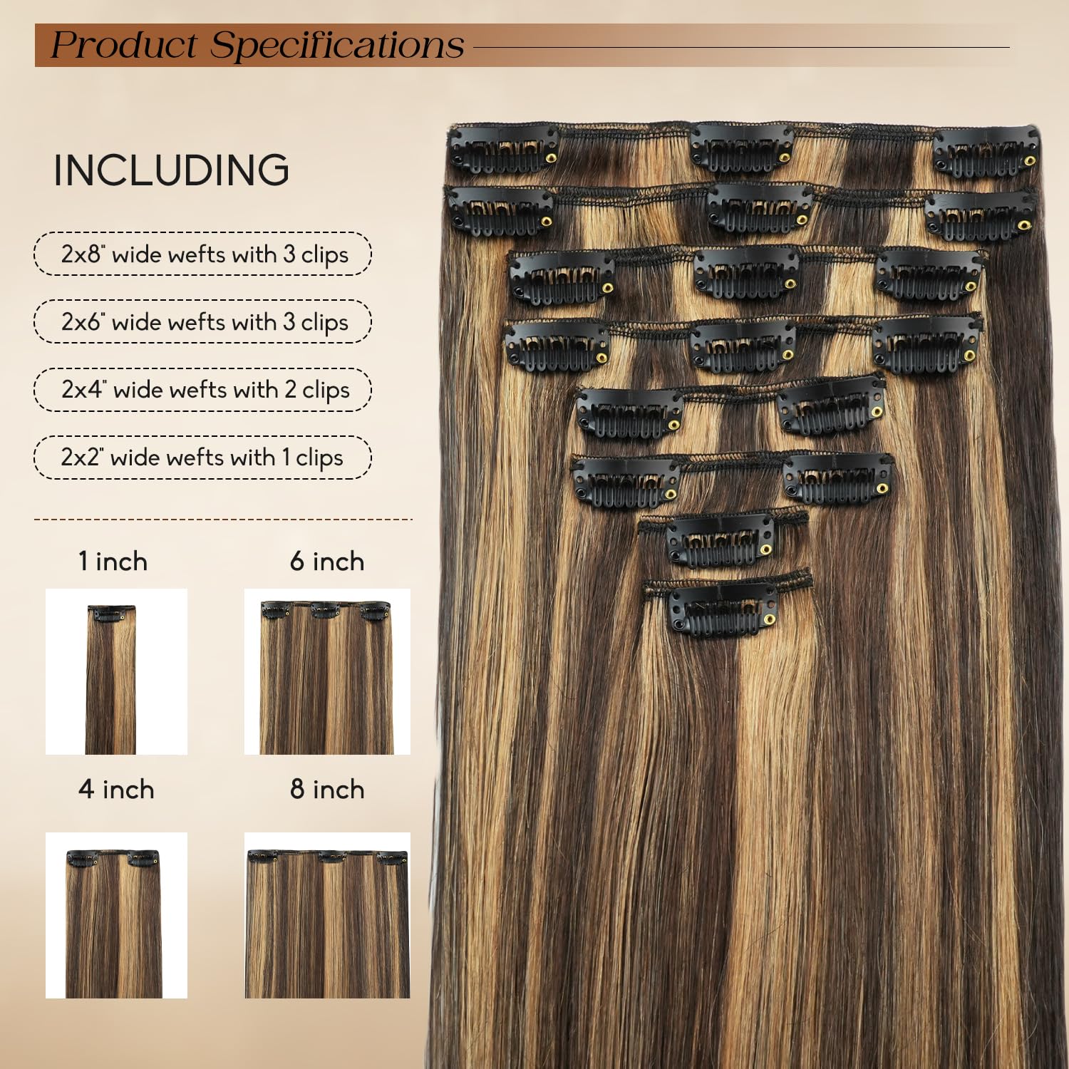 Forede seamless balayage brown clip-ins blend with natural hair color