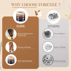 Forenee hair ties no-damage bead detail—braided holder with gold beads for elegant daily looks