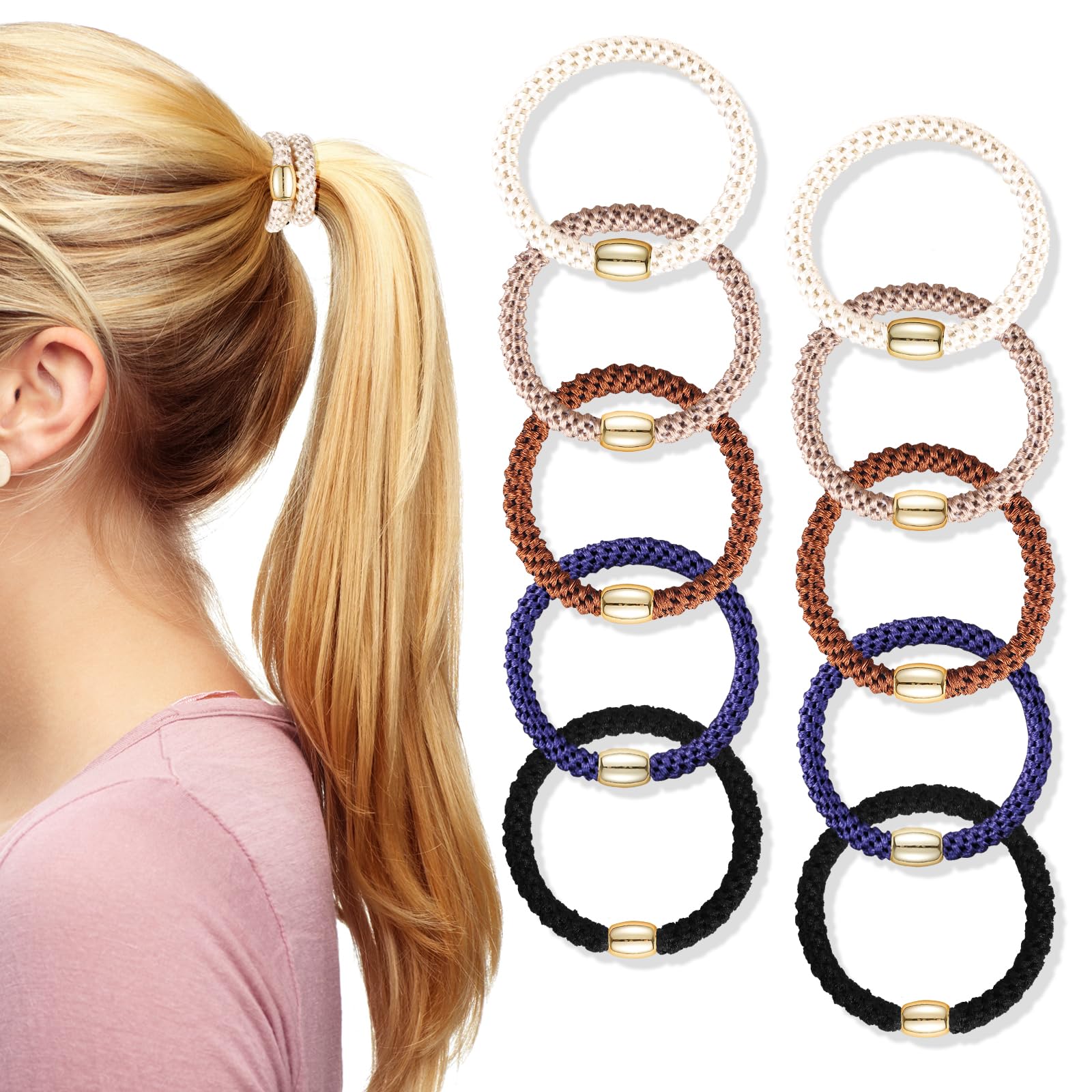 Forenee hair ties no-damage daily-activities—great for yoga, workouts, cooking, and travel