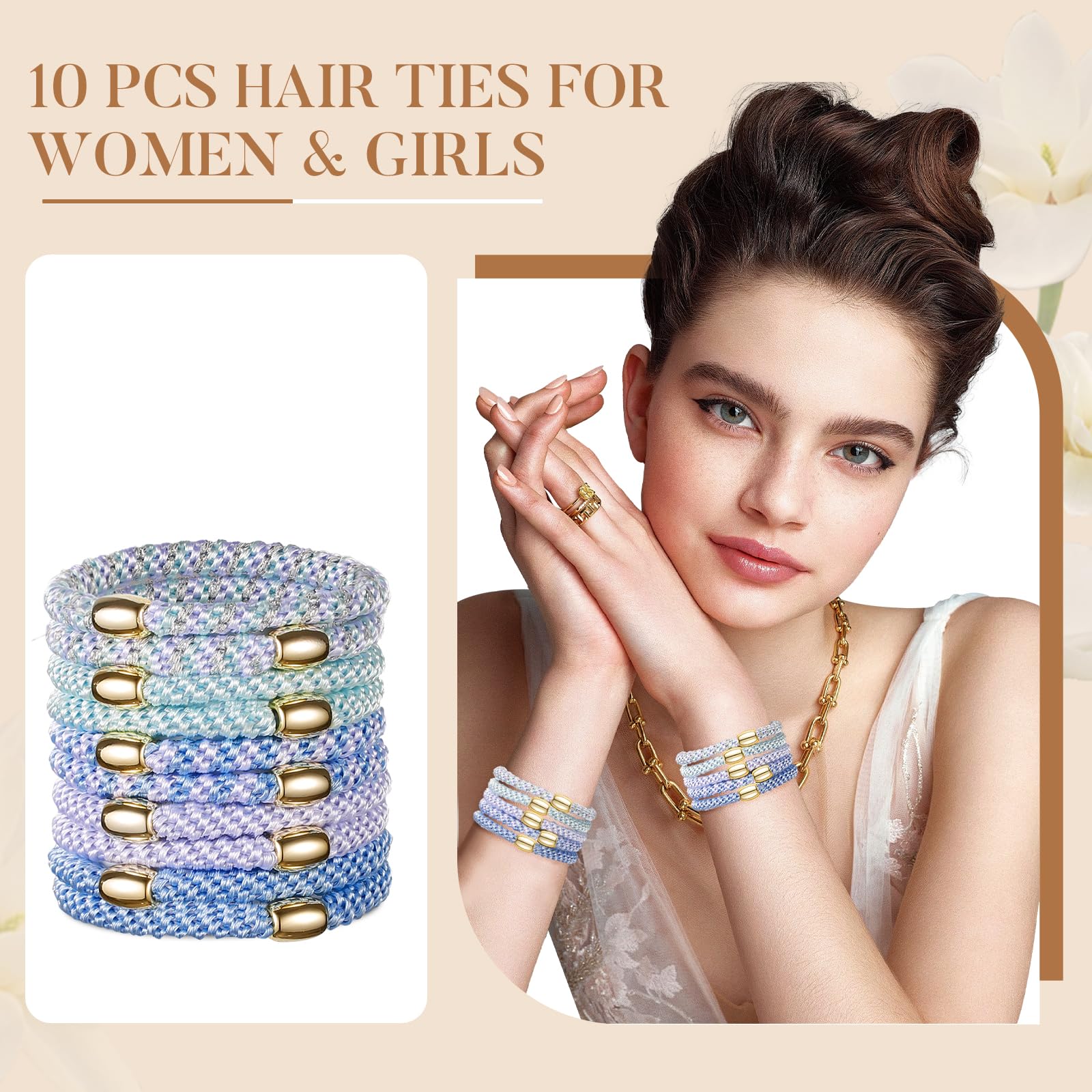 Forenee hair ties worn on wrist as chic bracelets complements outfits