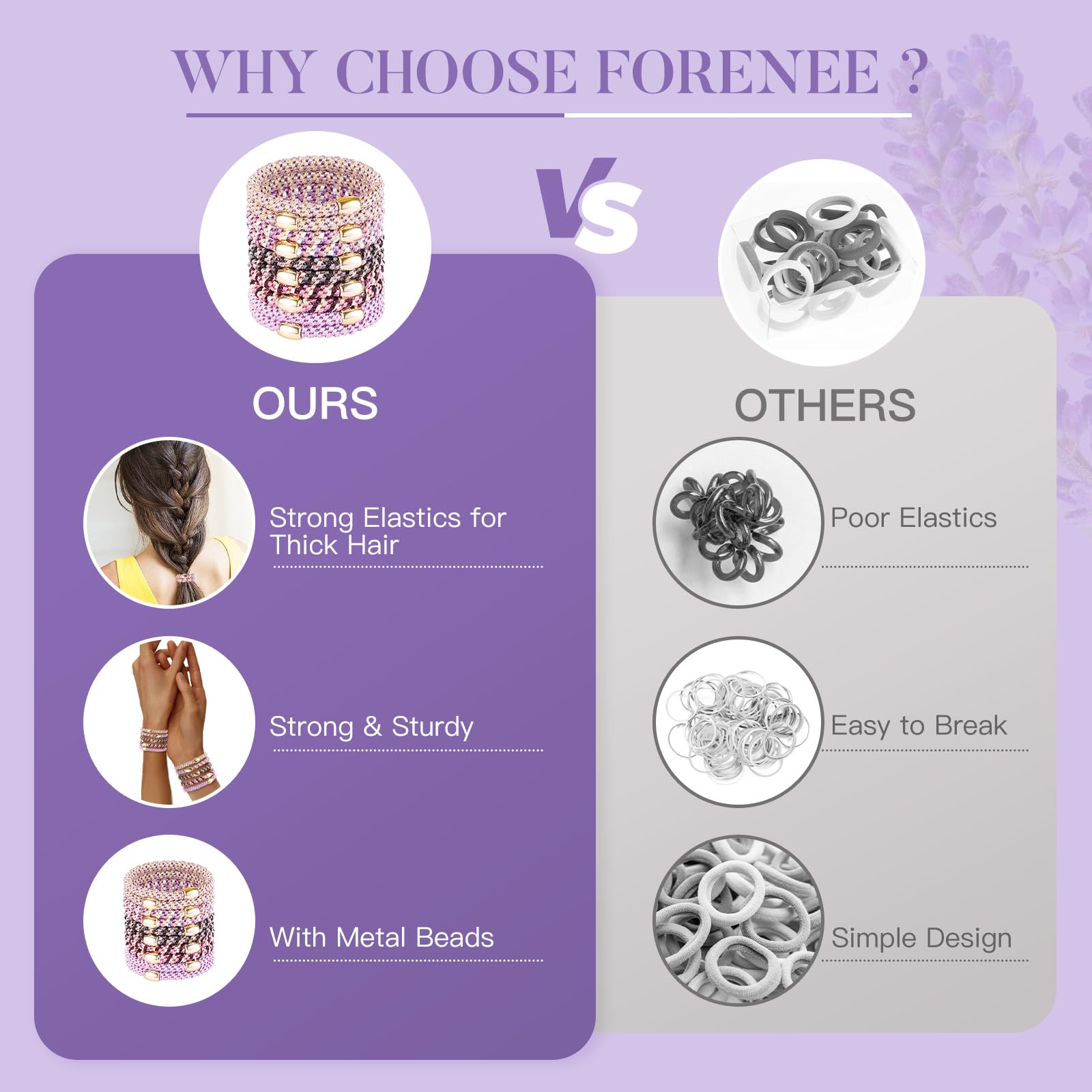 Forenee hair ties thick-hair use provides reliable hold without slipping during workouts.