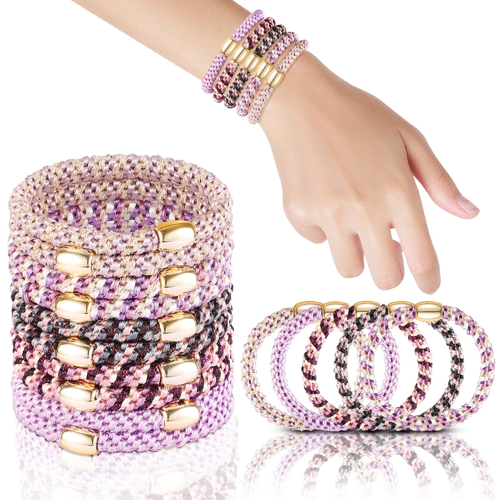 Forenee hair ties weave-detail shows durable braided construction for long-lasting hold.
