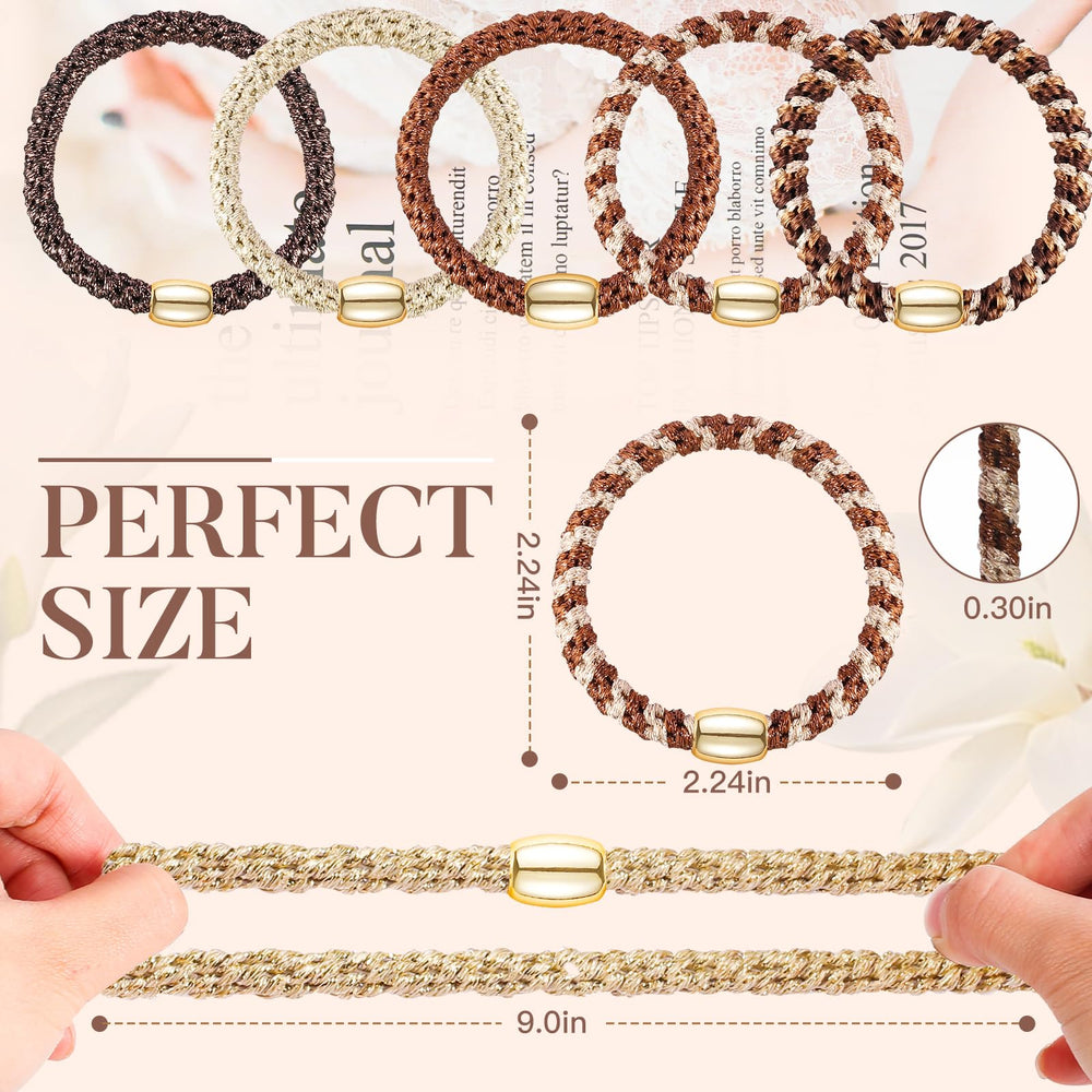 FORENEE hair ties wood grain bead accents add subtle style for everyday wear
