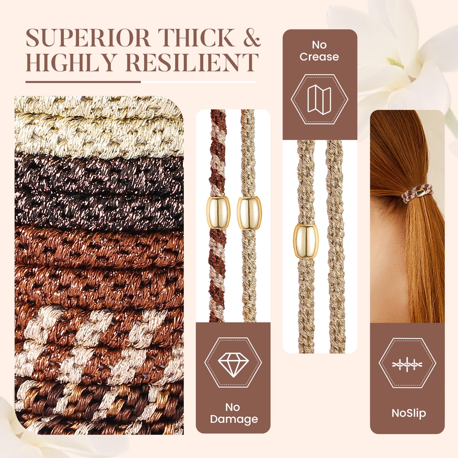 FORENEE hair ties wood grain braid detail highlights sturdy weaving for long-lasting shape