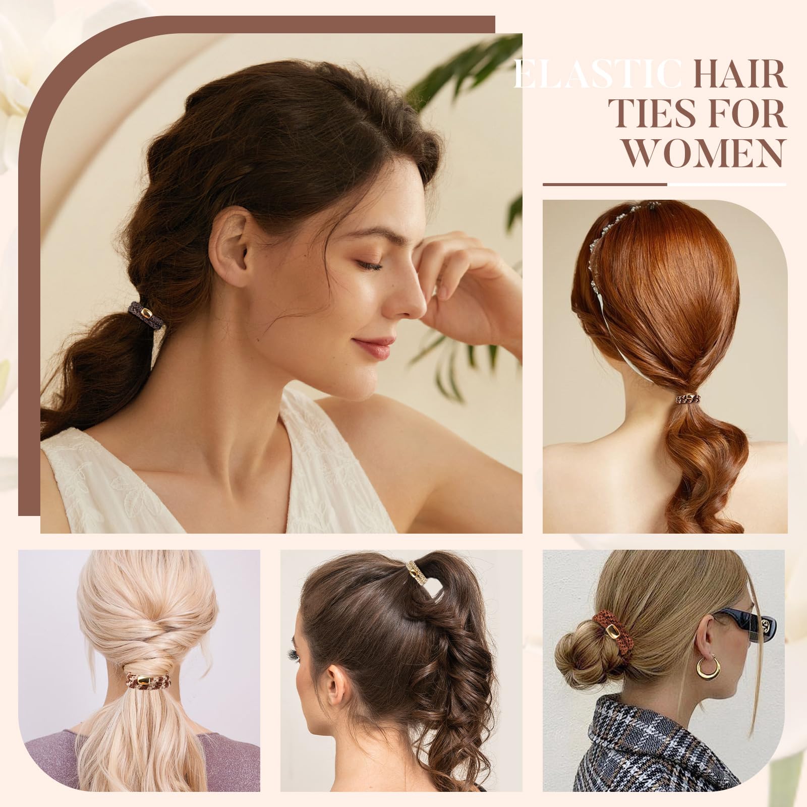 FORENEE hair ties wood grain daily-use option fits thick straight or curly hair