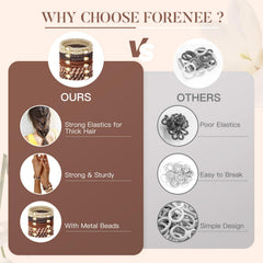 FORENEE hair ties wood grain pony-tail in action demonstrates secure wrap for thick hair
