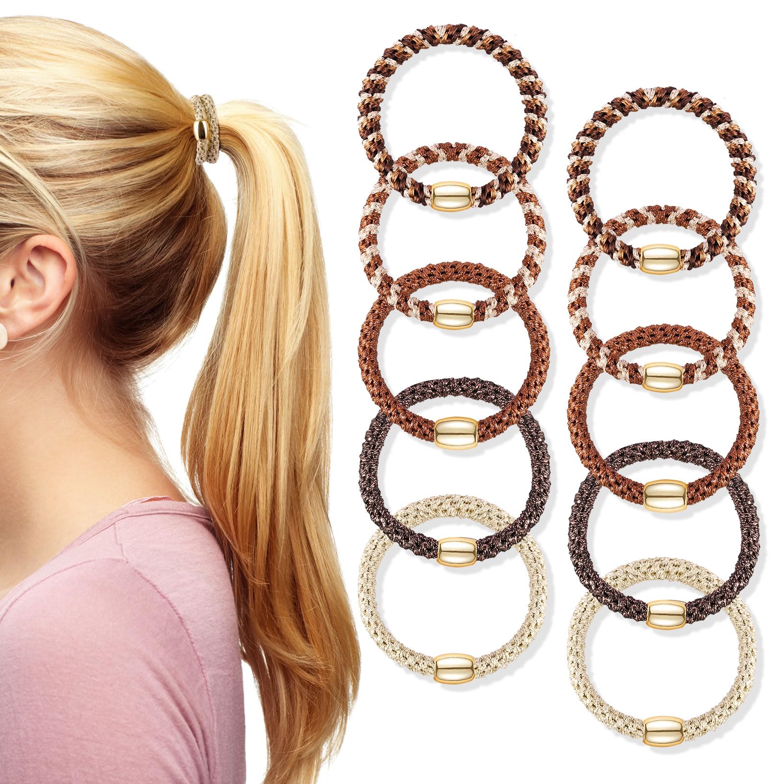 FORENEE hair ties wood grain advanced weaving resists breakage for everyday styles