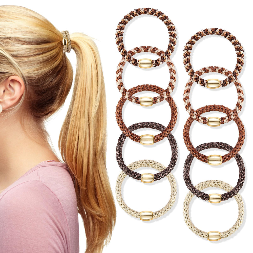 FORENEE hair ties wood grain advanced weaving resists breakage for everyday styles