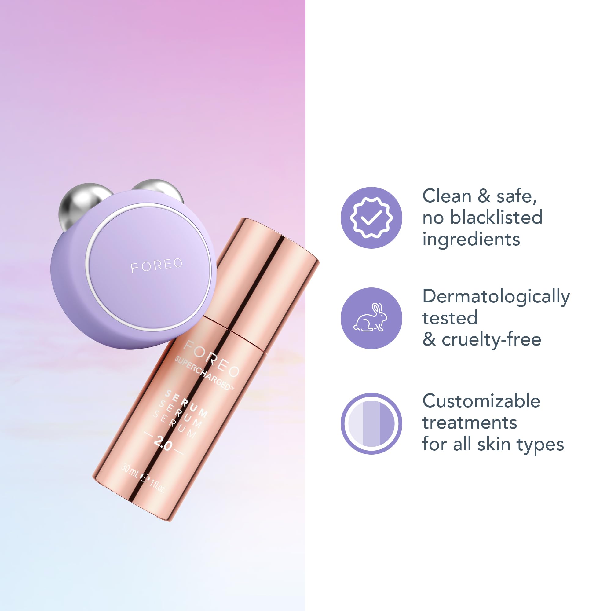 FOREO Gift Set lavender packaging showcasing bundled skincare duo