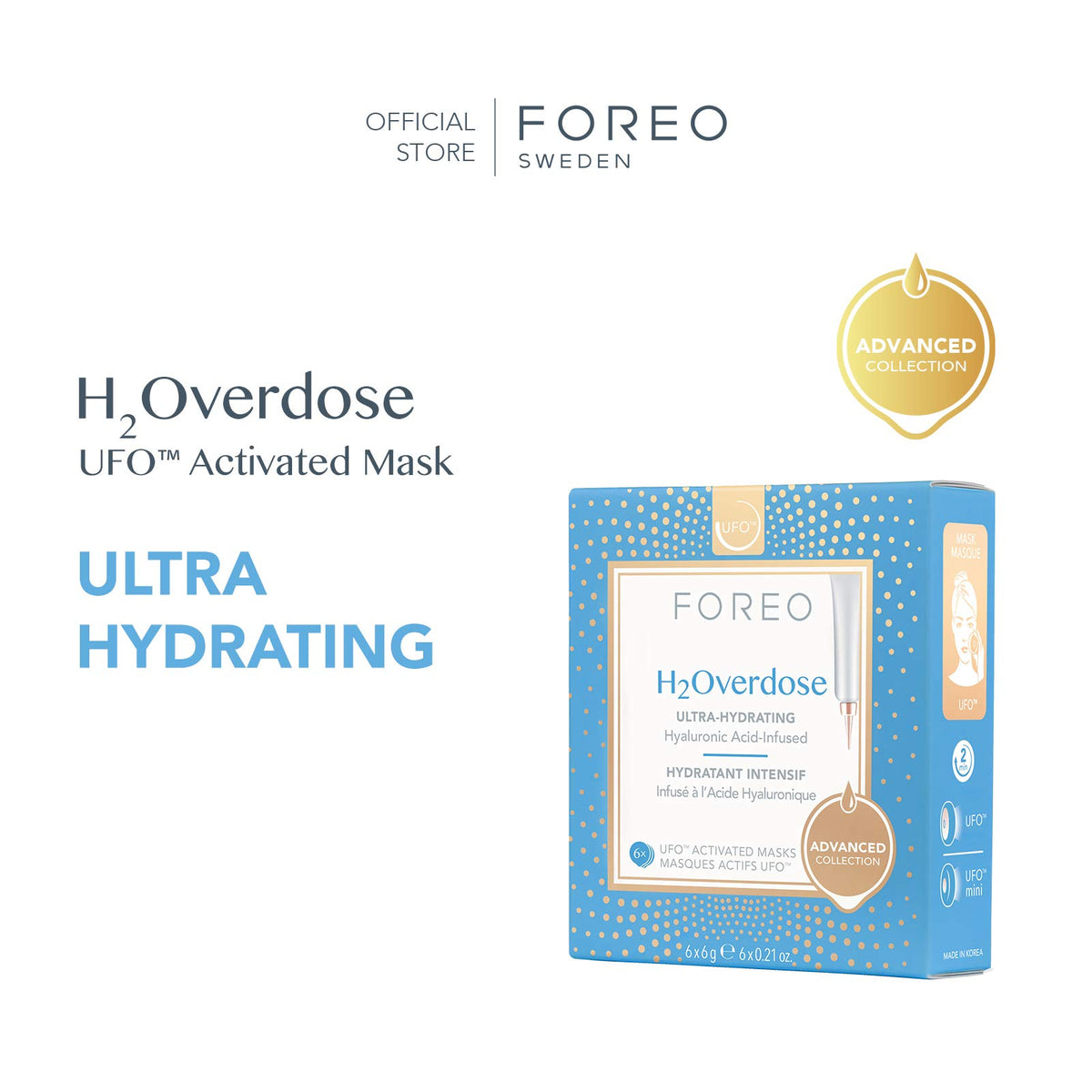 FOREO H2Overdose mask-pack close-up highlighting ultra-soft microfiber for hydration
