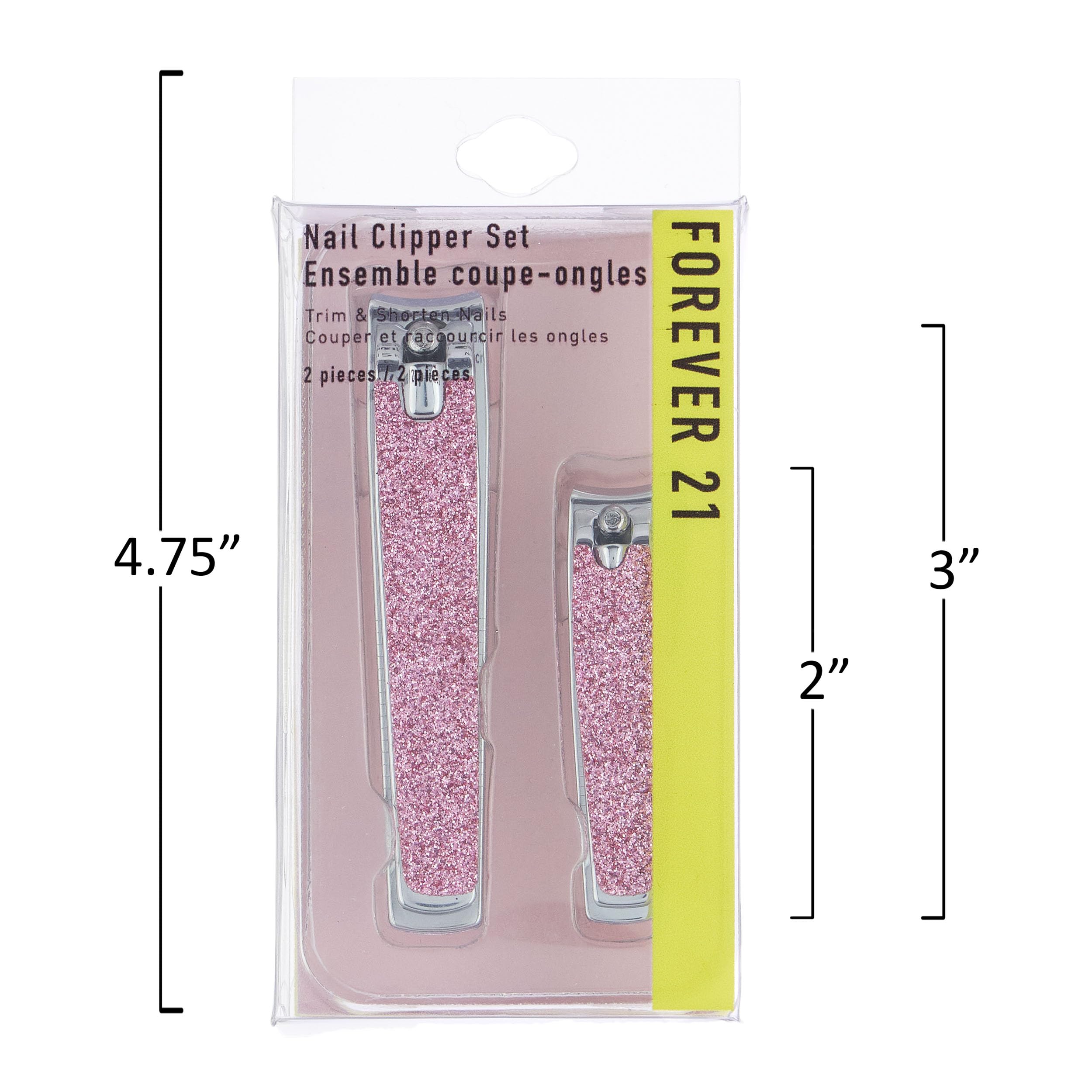 Forever 21 Nail Clippers Set pink glitter packaging ready for travel or display