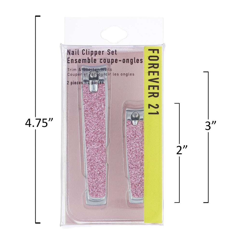 Forever 21 Nail Clippers Set pink glitter packaging ready for travel or display