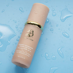 Forever Bloom Bio Mimic Foundation SPF50 bottle shows sun protection with quick routine alignment.