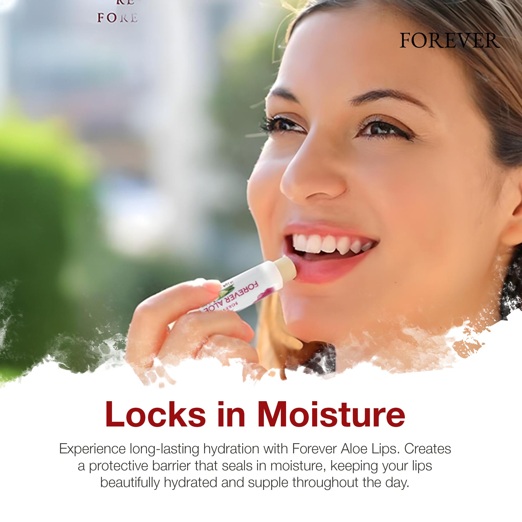 Forever Living Aloe Lips winter routine image showing protection from wind and cold.